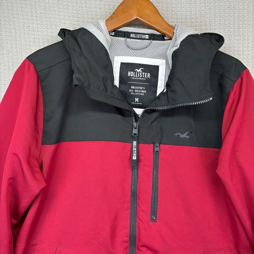 Hollister Men’s Med All Weather Collection Red/Black Rain Coat Jacket Outdoor - Picture 5 of 13